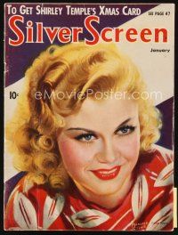 7j058 SILVER SCREEN magazine January 1936 great artwork of Ginger Rogers by Marland Stone!
