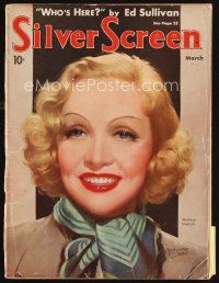 7j060 SILVER SCREEN magazine March 1936 art of smiling Marlene Dietrich by Marland Stone!