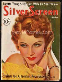 7j055 SILVER SCREEN magazine October 1935 incredible art of beautiful Fay Wray by Marland Stone!