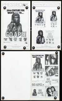 7j383 GO APE pressbook '74 5-bill Planet of the Apes, wonderful Uncle Sam parody art!