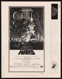 7j432 STAR WARS pressbook '77 George Lucas classic sci-fi epic, lots of poster images!