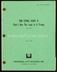 7j347 STING 2 first draft script May 5, 1981, screenplay by David S. Ward, great working title!