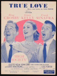 7j285 HIGH SOCIETY sheet music '56 Frank Sinatra, Bing Crosby & Grace Kelly, True Love!