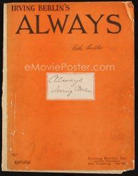 7j288 IRVING BERLIN'S ALWAYS sheet music '25 also has At Peace with the World!