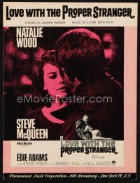 7j294 LOVE WITH THE PROPER STRANGER sheet music '64 Natalie Wood & Steve McQueen, the title song!