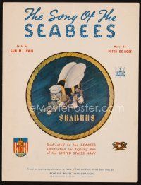 7j306 SONG OF THE SEABEES sheet music '42 dedicated to the construction & fighting men of the Navy