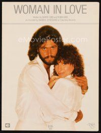 7j319 WOMAN IN LOVE sheet music '80 great portrait of Barry Gibb & Barbara Streisand!