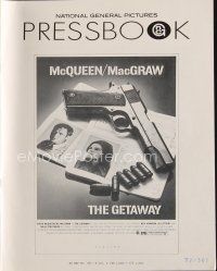 7j382 GETAWAY pressbook '72 Steve McQueen, Ali McGraw, Sam Peckinpah, cool gun & passports image!