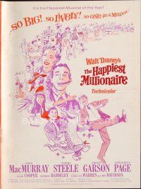 7j385 HAPPIEST MILLIONAIRE pressbook '67 Disney, Tommy Tommy Steele, Fred MacMurray, Greer Garson