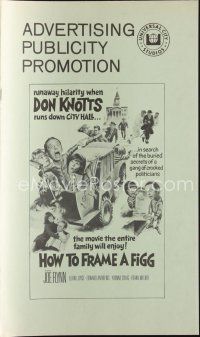 7j390 HOW TO FRAME A FIGG pressbook '71 Joe Flynn, wacky comedy images of Don Knotts!