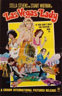 7j403 LAS VEGAS LADY pressbook '75 sexy art of gambling gangster gals, it's easy to steal a million!