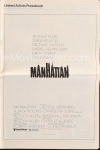7j411 MANHATTAN pressbook '79 Woody Allen & Diane Keaton, New York City classic!