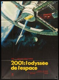 7k251 2001: A SPACE ODYSSEY French 1p R70s Stanley Kubrick, Bob McCall space wheel art!