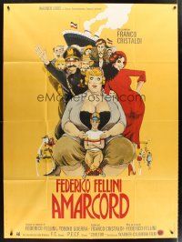 7k267 AMARCORD French 1p '74 Federico Fellini classic comedy, great cast montage art!