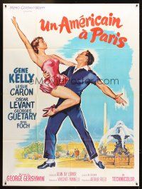 7k271 AMERICAN IN PARIS French 1p R60s Roger Soubie art of Gene Kelly with sexy Leslie Caron!