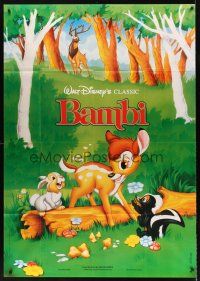 7k279 BAMBI French 1p R90s Walt Disney cartoon deer classic, great art with Thumper & Flower!