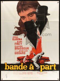7k281 BAND OF OUTSIDERS French 1p '64 Jean-Luc Godard, Anna Karina, cool art by Georges Kerfyser!