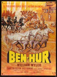 7k290 BEN-HUR French 1p R70s Charlton Heston, William Wyler classic, different chariot art!