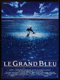7k297 BIG BLUE French 1p '88 Luc Besson's Le Grand Bleu, cool image of dolphin in ocean!