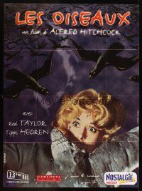 7k299 BIRDS French 1p R99 Alfred Hitchcock, best close up of Tippi Hedren attacked by birds!