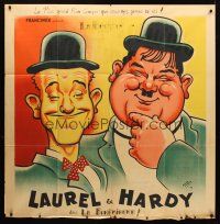 7k509 LAUREL & HARDY French 1p '40s art of Stan Laurel & Oliver Hardy by Roger Cartier!