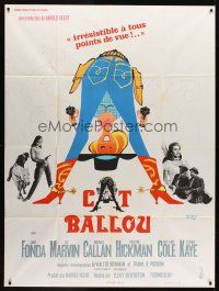 7k326 CAT BALLOU French 1p '65 different art of classic sexy cowgirl Jane Fonda by Siry!
