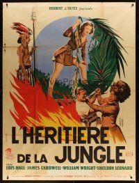7k353 DAUGHTER OF THE JUNGLE French 1p '51 cool art of Lois Hall in Africa by Cartier Dargouge!