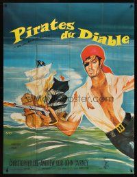 7k365 DEVIL-SHIP PIRATES French 1p '64 Hammer, crew of cutthroats, cool different art by Siry!