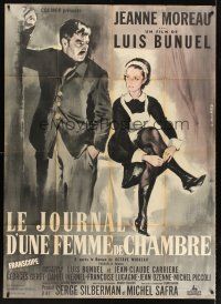 7k367 DIARY OF A CHAMBERMAID style B French 1p '64 art of Jeanne Moreau by Allard, Luis Bunuel!