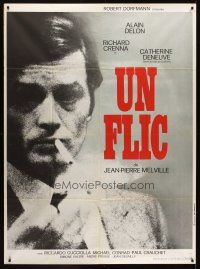 7k369 DIRTY MONEY French 1p '72 Jean-Pierre Melville's Un Flic, close up of smoking Alain Delon!