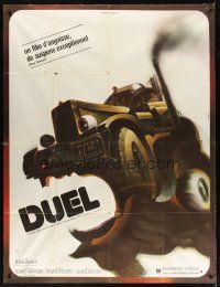 7k380 DUEL French 1p '73 Steven Spielberg, wacky different killer vehicle art by Landi!