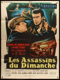 7k395 EVERY SECOND COUNTS French 1p '57 Les Assassins du dimanche, cool art by Jean Mascii!