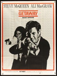 7k426 GETAWAY French 1p '72 cool image of Steve McQueen & Ali McGraw with guns, Sam Peckinpah!