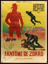 7k429 GHOST OF ZORRO French 1p '49 cool different art of masked hero Clayton Moore!