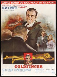 7k436 GOLDFINGER French 1p R70s art of Sean Connery as James Bond 007 by Jean Mascii!