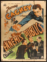 7k441 GREAT GUY French 1p '36 cool different art of James Cagney beating up bad guys!