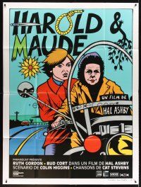 7k448 HAROLD & MAUDE French 1p R09 different art of Ruth Gordon & Bud Cort by Thierry Guitard!