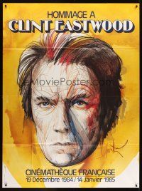 7k462 HOMMAGE A CLINT EASTWOOD French 1p '84 wonderful headshot artwork of the man himself!