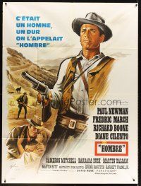 7k461 HOMBRE French 1p '67 Martin Ritt, completely different art of Paul Newman by Boris Grinsson!