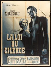 7k472 I CONFESS French 1p '53 Alfred Hitchcock, different art of Montgomery Clift & Anne Baxter!