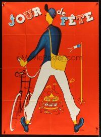 7k482 JOUR DE FETE French 1p R60s great art of postman Jacques Tati by Rene Peron!