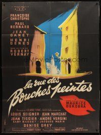 7k501 LA RUE DES BOUCHES PEINTES French 1p '55 cool different art by Georges Kerfyser!