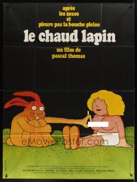 7k511 LE CHAUD LAPIN French 1p '74 wacky art of rabbit & half-naked girl by Jean-Claude Labret!