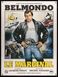 7k513 LE MARGINAL advance French 1p '83 artwork of tough Jean-Paul Belmondo by Renato Casaro!