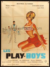 7k519 LES PLAY-BOYS French 1p '60 great full-length art of sexy Beatrice Altariba by Siry!