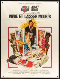 7k532 LIVE & LET DIE French 1p R80s art of Roger Moore as James Bond by Robert McGinnis!