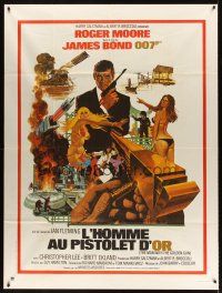 7k541 MAN WITH THE GOLDEN GUN French 1p '74 art of Roger Moore as James Bond by Robert McGinnis!