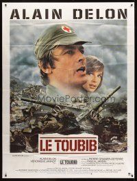 7k549 MEDIC French 1p '79 Alain Delon & Veronique Jannot looming over raging battlefield!