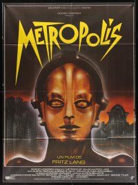 7k550 METROPOLIS French 1p R84 Fritz Lang classic, cool robot artwork by Phillippe!