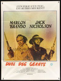 7k558 MISSOURI BREAKS French 1p '76 different image of Marlon Brando & Jack Nicholson by Bourduge!